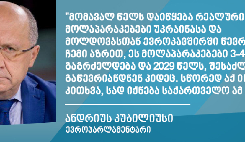 უკრაინა და მოლდოვა შესაძლოა 2029 წელს ევროკავშირში გაწევრიანდნენ, სად იქნება საქართველო ამ დროს? - კუბილიუსი