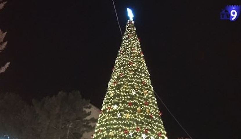 ახალციხის მთავარი ნაძვის ხე აანთეს (ვიდეო)