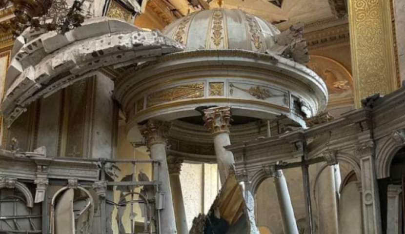 ოდესაში დაბომბვის შედეგად საკათედრო ტაძარი დაზიანდა